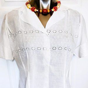 Genuine Vintage Blouse with Genuine Vintage Bakelite Beads and Dice
